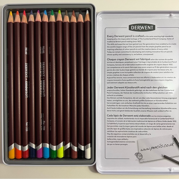Derwent Coloursoft 12 Colored Pencils Metallic Pencils Drawing Coloring 4mm - Picture 3 of 7